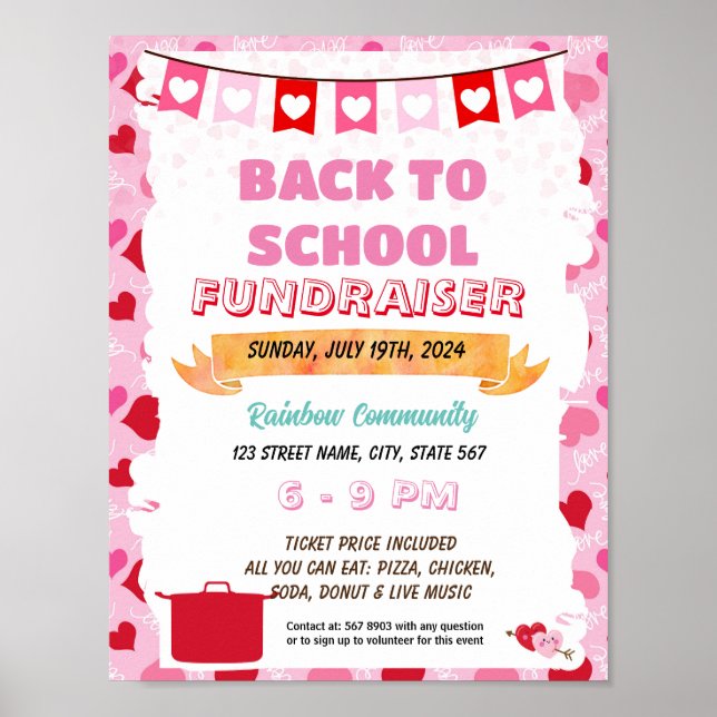 Editable Valentine potluck flyer Poster (Front)