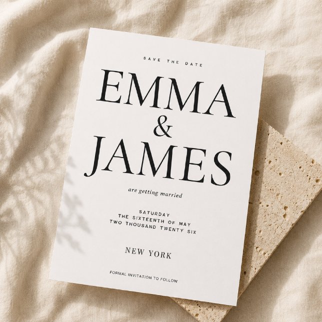 Editable Vertical Typography Luxury Save The Date Invitation (Elegant vertical typography wedding save the date inspired by luxury fashion editorials.)