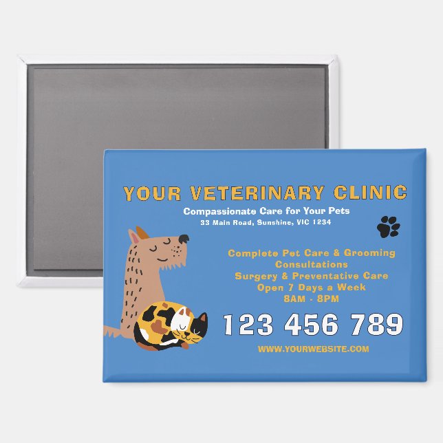 Editable Veterinary | Pet Care Business Magnet (Front/Back)