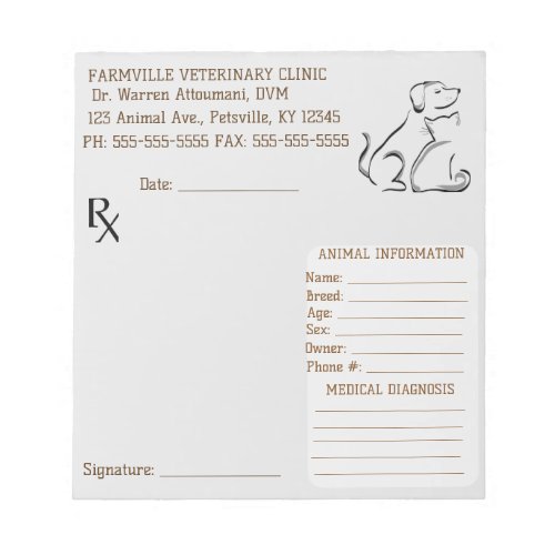 Editable Veterinary Prescription  Notepad