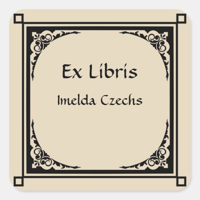 Editable Victorian Raindrop Corners Bookplate (Front)