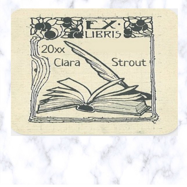 Editable Vintage Book and Quill Bookplate (Creator Uploaded)
