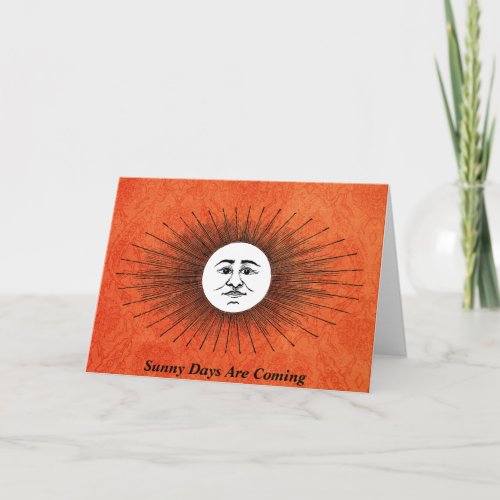 Editable Vintage Celestial Orange Sun Rays Card
