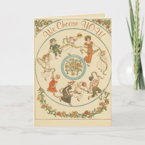 Editable Vintage Children We Choose YOU Adoption Card