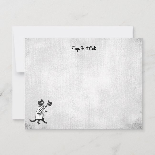 Editable Vintage Cool Top Hat Cat Black and White