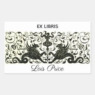 Editable Vintage Dragon Ornamental Bookplate