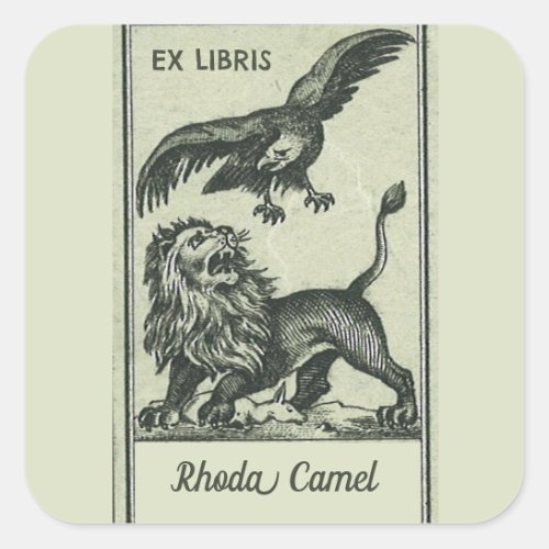 Editable Vintage Eagle and Lion Bookplate