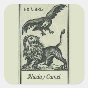 Editable Vintage Eagle and Lion Bookplate