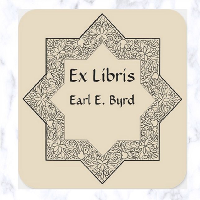 Editable Vintage Eight Point Star Bookplate (Creator Uploaded)