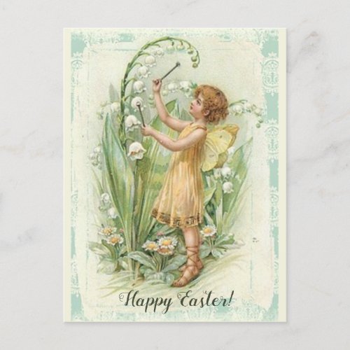 Editable Vintage Fairy With Lily of the Valley Postcard