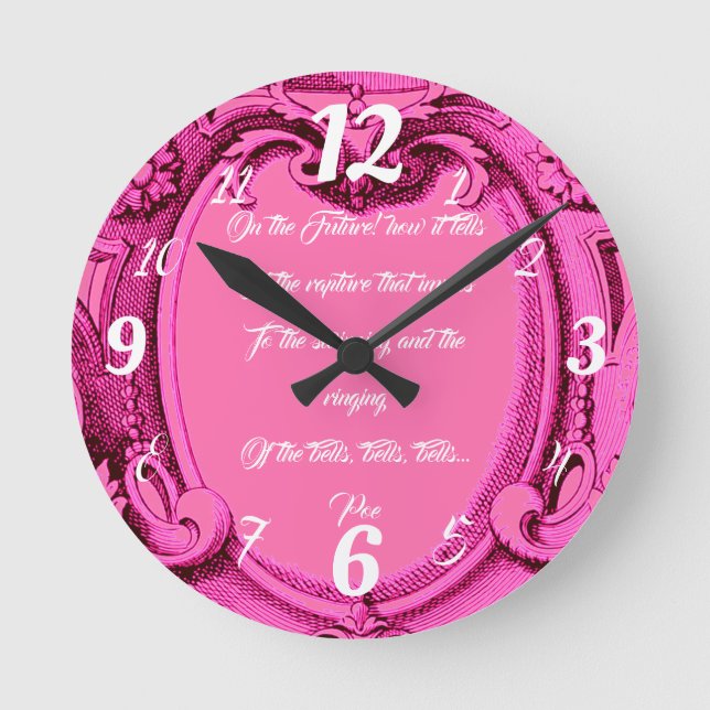 Editable Vintage Frame Pink Wall Clock (Front)