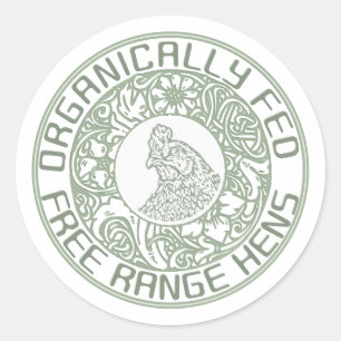 Editable Vintage Hen Botanical Border Egg Carton Classic Round Sticker