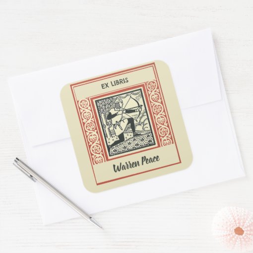 Editable Vintage Kneeling Archer Bookplate Zazzle Editable Vintage Kneeling Archer Bookplate Zazzle