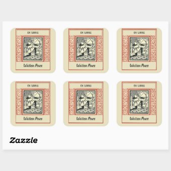 Editable Vintage Kneeling Archer Bookplate Zazzle Editable Vintage Kneeling Archer Bookplate Zazzle