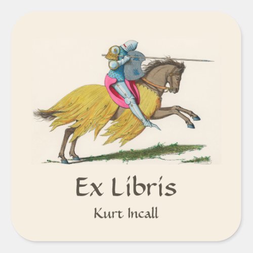 Editable Vintage Knight on a Horse Bookplate