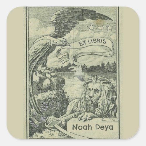 Editable Vintage Lion and Eagle Bookplate