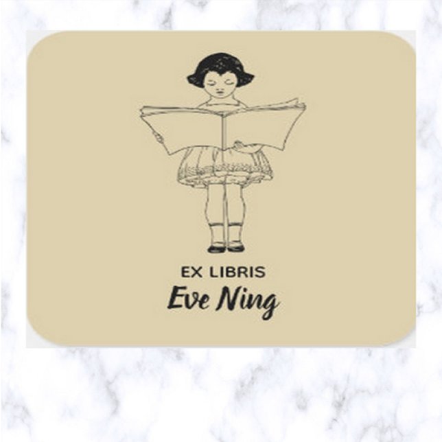 Editable Vintage Little Girl Reading Bookplate (Creator Uploaded)