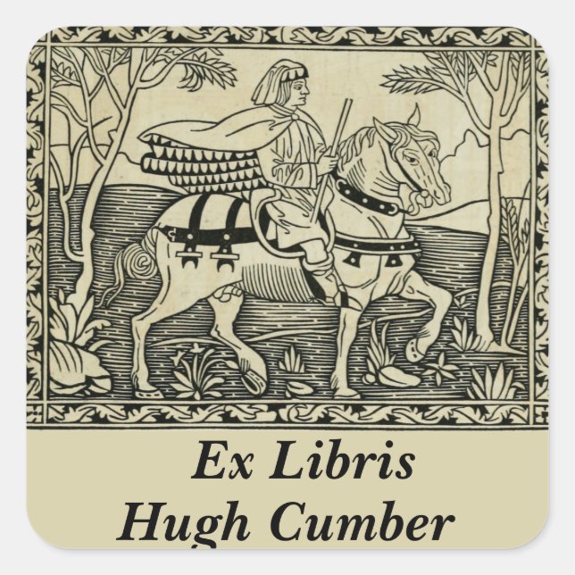 Editable Vintage Man and his Horse Bookplate (Front)