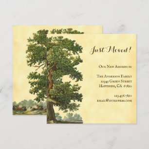Editable Vintage Oak Tree Just Moved 5.25" Square Note Card