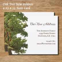 Editable Vintage Oak Tree New Address 4.25x5.5