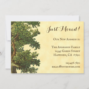 Editable Vintage Oak Tree New Address Moved 5x7 Note Card