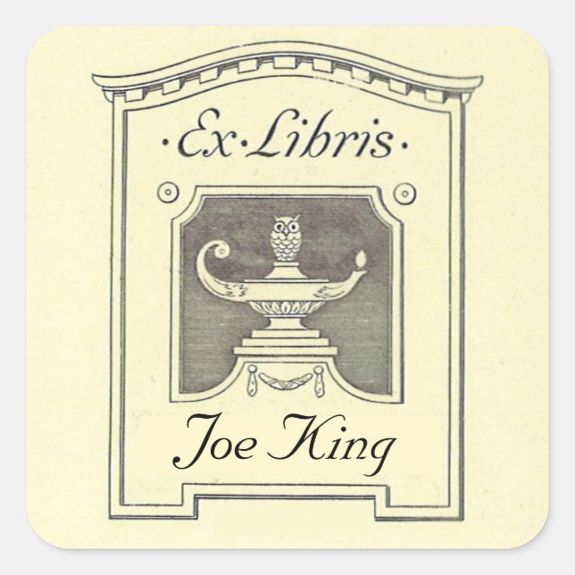 Editable Vintage Oil Lamp Illustration Bookplate (Front)
