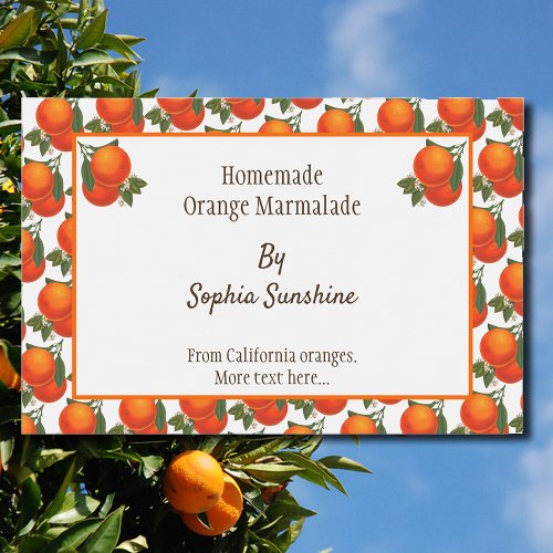 Editable Vintage Oranges Pattern Food Labels