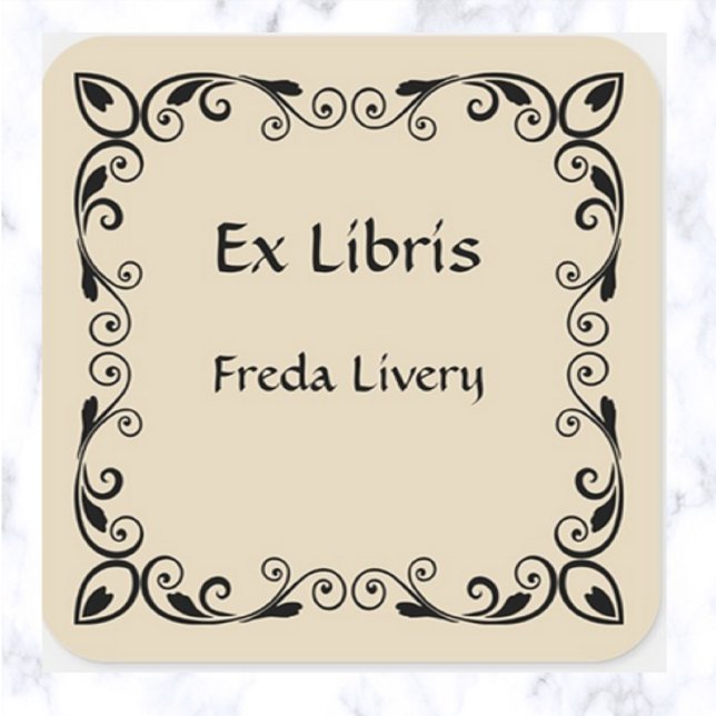 Editable Vintage Oval and Scroll  Square Sticker (Creator Uploaded)