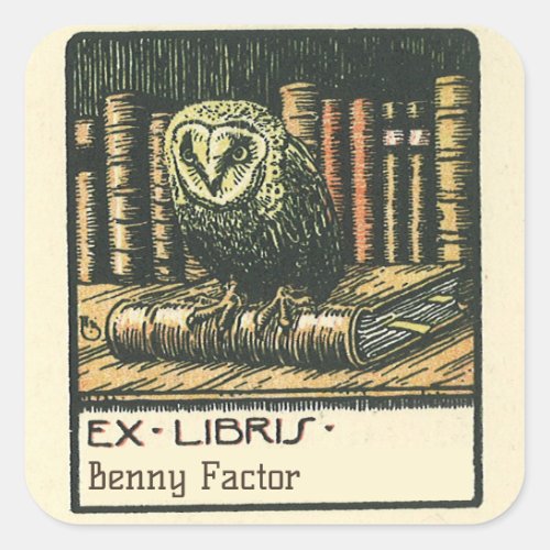 Editable Vintage Owl And Books Bookplate