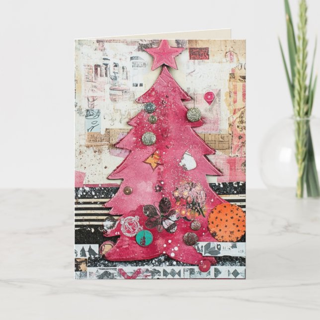 EDITABLE Vintage Pink Christmas Card (Front)