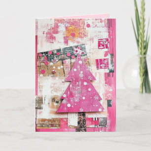 EDITABLE Vintage Pink Christmas Card