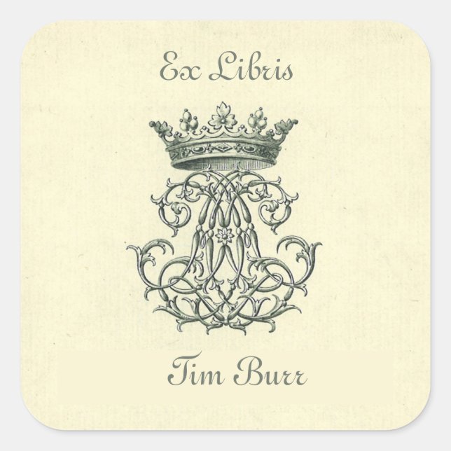 Editable Vintage Royal Crown Bookplate (Front)