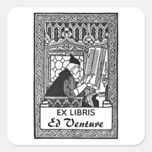 Editable Vintage Scribe With a Hat Bookplate