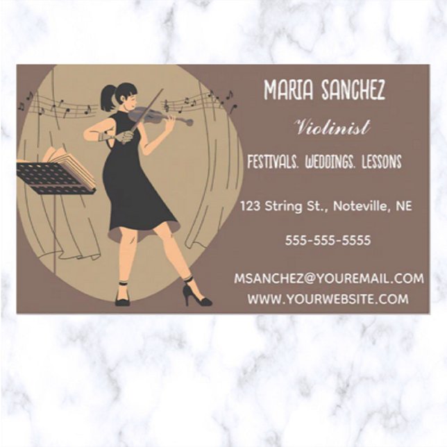 Editable Violinist Musician Business Card (Creator Uploaded)