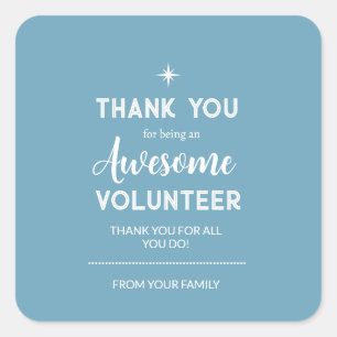 Editable Volunteer Appreciation Sticker  blue