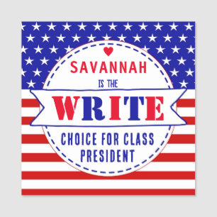 Editable "Vote"  for Class President with American Name Tag