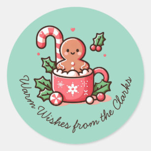 Editable Warm Wishes Gingerbread Cookie Classic Round Sticker