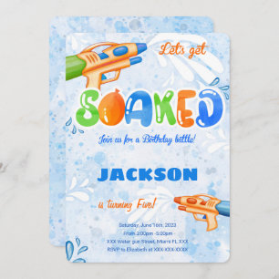 Editable Water Gun Invitations