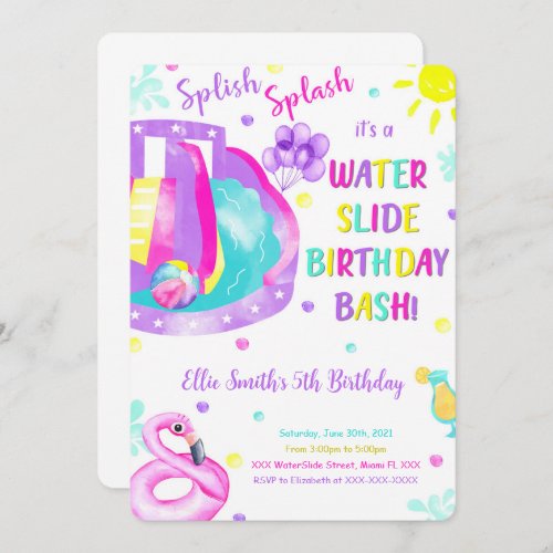 Editable Water Slide Birthday Invitation