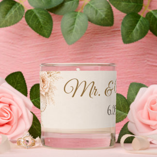 Editable Watercolor Beach Wedding Favor Scented Candle