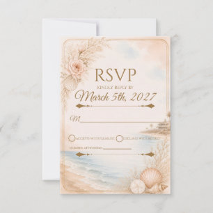 Editable Watercolor Beach Wedding RSVP Card