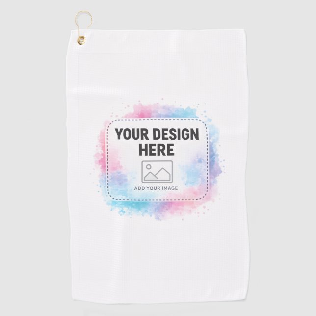 Editable Watercolor Design Template – Your Design Golf Towel (Front)