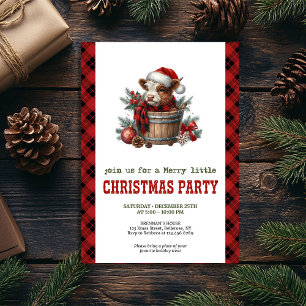 Editable watercolor highland cow holiday invite