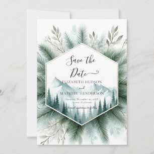 Editable Watercolor Mountain Wedding Save The Date