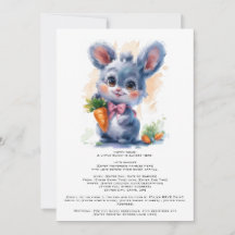 Editable Watercolour Bunny Baby Shower Invitation