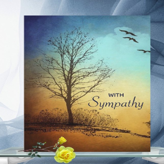 Editable Watercolour Tree and Birds Sympathy Card (Creator Uploaded)