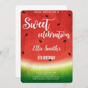 Editable Watermelon Birthday Invitation