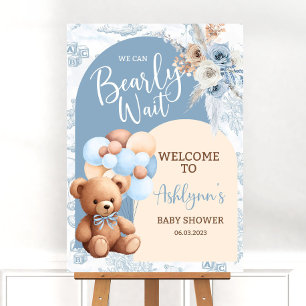 Editable We Can Bearly Wait Baby Shower Welcome Foam Board