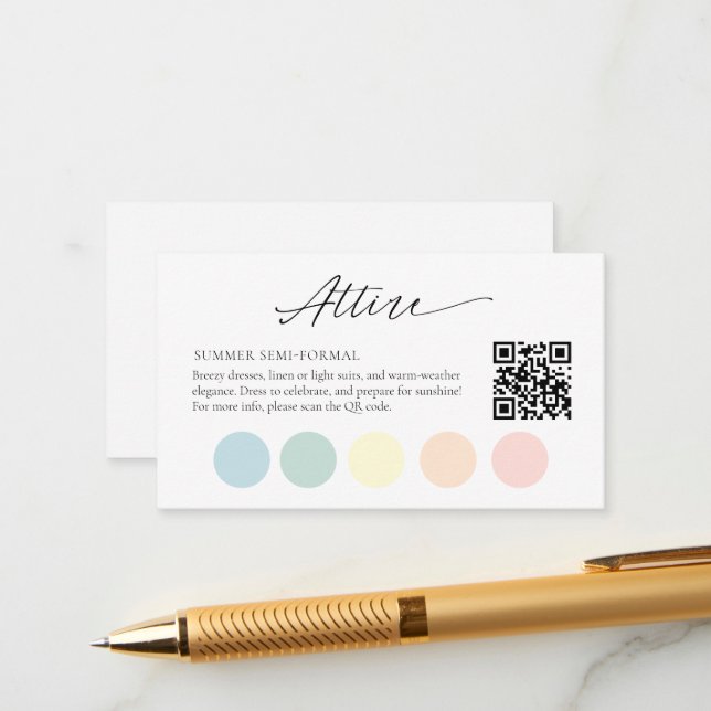 Editable Wedding Attire Dress Code Card with QR (Front/Back In Situ)