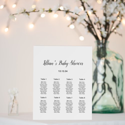 Editable Wedding Baby Shower Seating Chart Poster